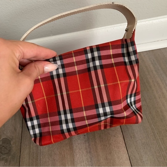Vtg 90s Y2K Burberry rare Mini house Check snap handle handbag Red - Picture 4 of 9